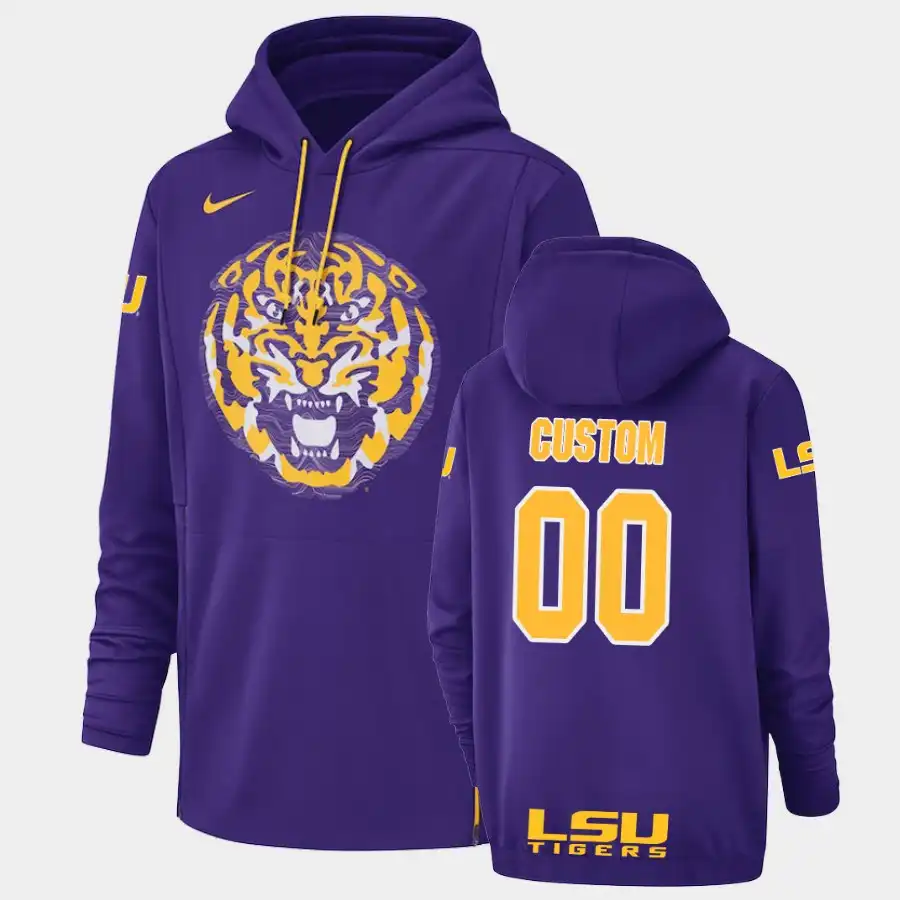 Men's LSU Tigers Custom #00 Champ Drive Performance Purple Pullover NCAA Football Hoodie